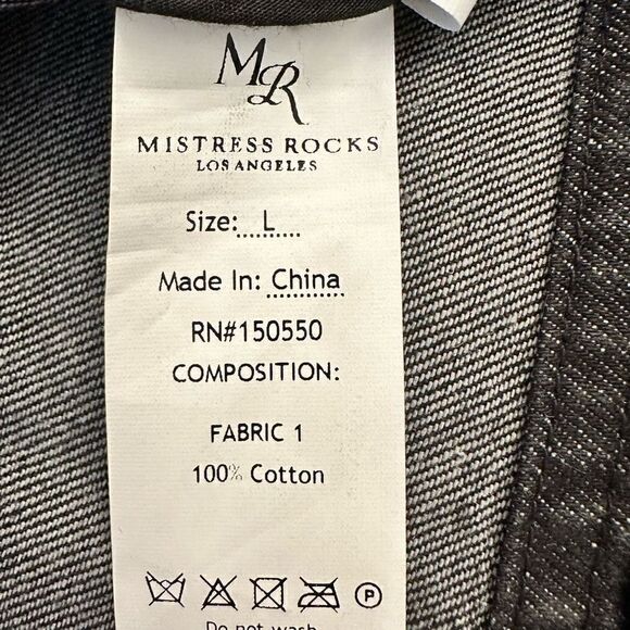 NWT Mistress Rocks "Fire Up" Denim Badge Jacket Black Large - Picture 6 of 6